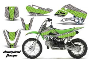 Suzuki DRZ 110 Dirt Bike Graphic Kit - All Years Diamond Flames Silver