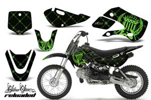 Suzuki DRZ 110 Dirt Bike Graphic Kit - All Years Silver Star - Reloaded Green