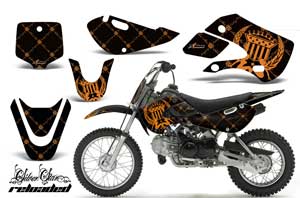 Suzuki DRZ 110 Dirt Bike Graphic Kit - All Years Silver Star - Reloaded Orange