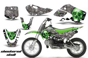 Suzuki DRZ 110 Dirt Bike Graphic Kit - All Years Checkered Skull Green