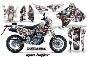 Suzuki DRZ 400 S Metal Tank Dirt Bike Graphic Kit - 2000-2018 Mad Hatter White