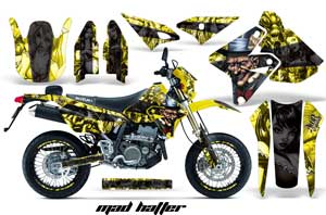 Suzuki DRZ 400 S Metal Tank Dirt Bike Graphic Kit - 2000-2018 Mad Hatter Yellow