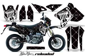 Suzuki DRZ 400 S Metal Tank Dirt Bike Graphic Kit - 2000-2018 Silver Star - Reloaded Black