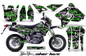 Suzuki DRZ 400 S Metal Tank Dirt Bike Graphic Kit - 2000-2018 Silver Star - Silverhaze Green