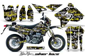 Suzuki DRZ 400 S Metal Tank Dirt Bike Graphic Kit - 2000-2018 Silver Star - Silverhaze Yellow