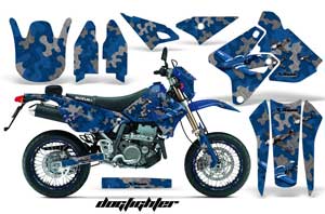 Suzuki DRZ 400 S Metal Tank Dirt Bike Graphic Kit - 2000-2018 Dog Fighter Blue