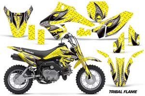Suzuki DRZ 70 Dirt Bike Graphic Kit - 2008-2016 Tribal Flame Yellow