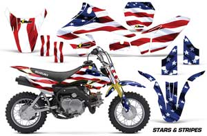 Suzuki DRZ 70 Dirt Bike Graphic Kit - 2008-2016 Stars and Stripes Red White & Blue