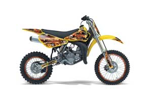 Suzuki RM 85 Dirt Bike Graphic Kit - 2002-2015 Firestorm Yellow