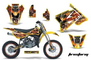 Suzuki RM 85 Dirt Bike Graphic Kit - 2002-2015 Firestorm Yellow