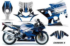 Suzuki GSXR 1000 Street Bike Graphic Kit - 2001-2002 Carbon X Blue
