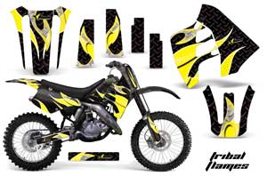 Suzuki RM 250 Dirt Bike Graphic Kit - 1989-1992 Tribal Flames Yellow