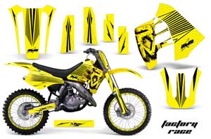 Suzuki RM 125 Dirt Bike Graphic Kit - 1992 Factory Race Yellow