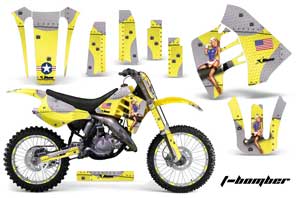 Suzuki RM 250 Dirt Bike Graphic Kit - 1989-1992 T Bomber Yellow