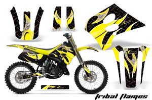 Suzuki RM 250 Dirt Bike Graphic Kit - 1993-1995 Tribal Flames Yellow
