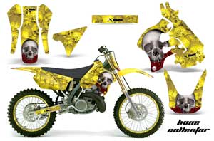 Suzuki RM 125 Dirt Bike Graphic Kit - 1996-1998 Bone Collector Yellow
