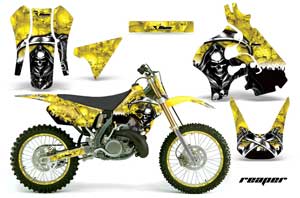 Suzuki RM 125 Dirt Bike Graphic Kit - 1996-1998 Reaper Yellow