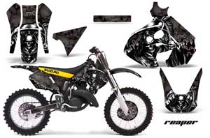 Suzuki RM 125 Dirt Bike Graphic Kit - 1999-2000 Reaper Black