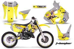 Suzuki RM 125 Dirt Bike Graphic Kit - 1999-2000 T Bomber Yellow