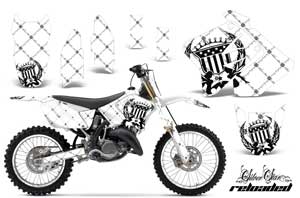 Suzuki RM 250 Dirt Bike Graphic Kit - 2001-2009 Silver Star - Reloaded White