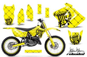 Suzuki RM 250 Dirt Bike Graphic Kit - 2001-2009 Silver Star - Reloaded Yellow