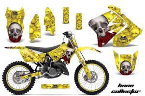 Suzuki RM 250 Dirt Bike Graphic Kit - 2001-2009 Bone Collector Yellow
