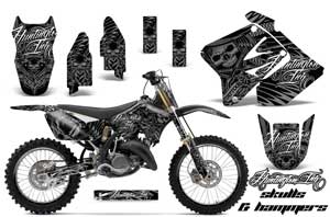 Suzuki RM 250 Dirt Bike Graphic Kit - 2001-2009 Skulls and Hammers Silver