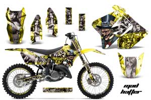 Suzuki RM 250 Dirt Bike Graphic Kit - 2001-2009 Mad Hatter Yellow