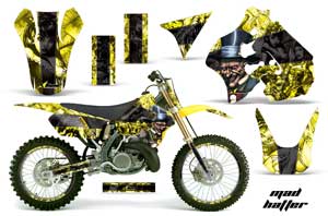 Suzuki RM 250 Dirt Bike Graphic Kit - 1996-1998 Mad Hatter Yellow