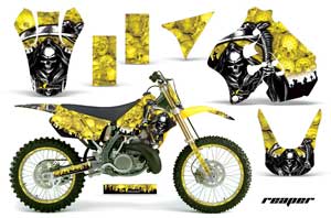 Suzuki RM 250 Dirt Bike Graphic Kit - 1996-1998 Reaper Yellow