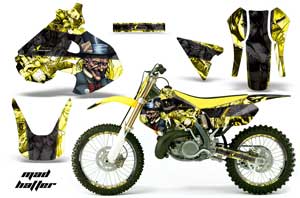 Suzuki RM 250 Dirt Bike Graphic Kit - 1999-2000 Mad Hatter Yellow