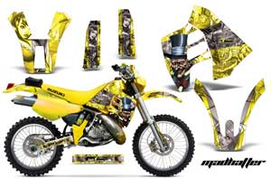 Suzuki RMX 250 Dirt Bike Graphic Kit - 1989-1998 Mad Hatter Yellow