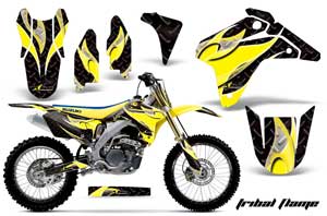Suzuki RMZ 450 Dirt Bike Graphic Kit - 2005-2006 Tribal Flames Yellow