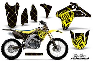 Suzuki RMZ 450 Dirt Bike Graphic Kit - 2005-2006 Silver Star - Reloaded Black
