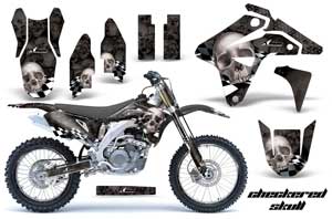Suzuki RMZ 450 Dirt Bike Graphic Kit - 2007 Checkered Skull Silver