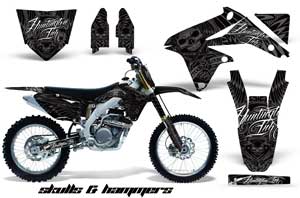 Suzuki RMZ 450 Dirt Bike Graphic Kit - 2008-2016 Skulls and Hammers Silver