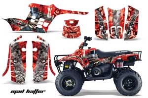 Polaris Trailboss 330 ATV Graphic Kit - 2004-2009 Mad Hatter Red