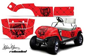 Yamaha G-Series Golf Cart Graphic Kit - 1995-2006 Silver Star Red