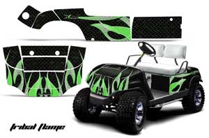 Yamaha G-Series Golf Cart Graphic Kit - 1995-2006 Tribal Flames Black