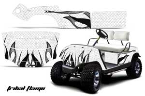 Yamaha G-Series Golf Cart Graphic Kit - 1995-2006 Tribal Flames White
