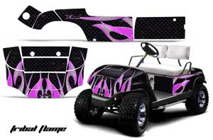 Yamaha G-Series Golf Cart Graphic Kit - 1995-2006 Tribal Flames Pink