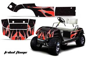 Yamaha G-Series Golf Cart Graphic Kit - 1995-2006 Tribal Flames Red