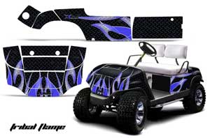 Yamaha G-Series Golf Cart Graphic Kit - 1995-2006 Tribal Flames Blue