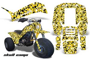 Yamaha Shaft DX 225 - 3 Wheeler ATV Graphic Kit - 1983-1985 Skull Camo Yellow