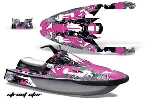 Yamaha Wave Runner 3 Jet Ski Graphic Kit - 1991-1996 Street Star Pink