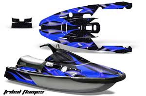 Yamaha Wave Runner 3 Jet Ski Graphic Kit - 1991-1996 Tribal Flames Blue