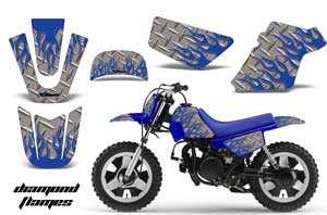 Yamaha PW50 Dirt Bike Graphic Kit - 1990-2022 Diamond Flames Silver