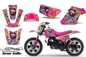 Yamaha PW50 Dirt Bike Graphic Kit - 1990-2022 Ed Hardy - Love Kills Pink