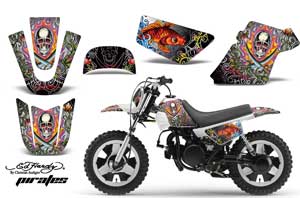 Yamaha PW50 Dirt Bike Graphic Kit - 1990-2022 Ed Hardy - Pirates White