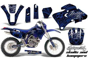 Yamaha WR400 Dirt Bike Graphic Kit - 1998-2002 Skulls and Hammers Blue